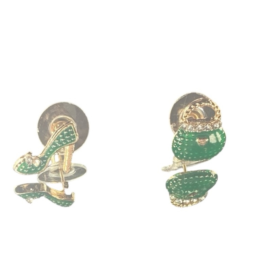 New Emerald  green high heel and bag stud earrings.